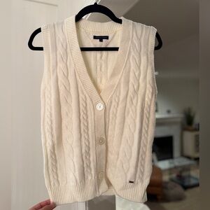 Tommy Hilfiger Women's White Cable Knit Sweater Vest Medium